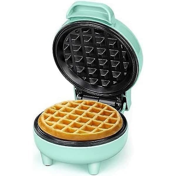 Mini vaffeljern, vaffelmaskine, klar indikatorlampe, non-stick belægning, køligt håndtag, kompakt størrelse grøn
