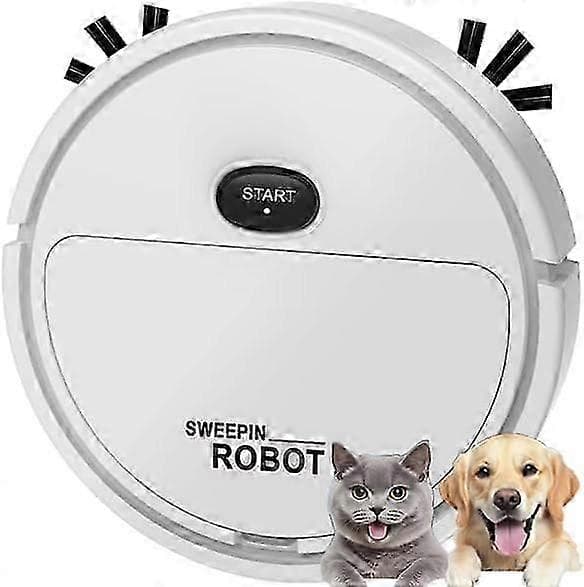 Robottipölynimuri lemmikkieläinten karvoille ja matoille erittäin tehokkaalla imulla ja takertumattomalla harjarullalla, valkoinen