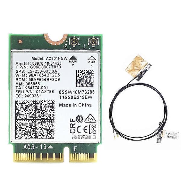 AX201 AX201NGW WiFi-kortti 2X-antennilla M.2 CNVio2 2,4 Ghz/5Ghz WiFi 6 3000Mbps Bluetooth 5.1 WiFi A