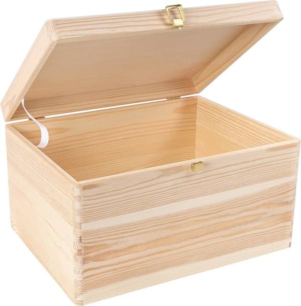 Opbevaringsboks i træ med lås 40x30x24cm | RÅ | Kreativ Deco