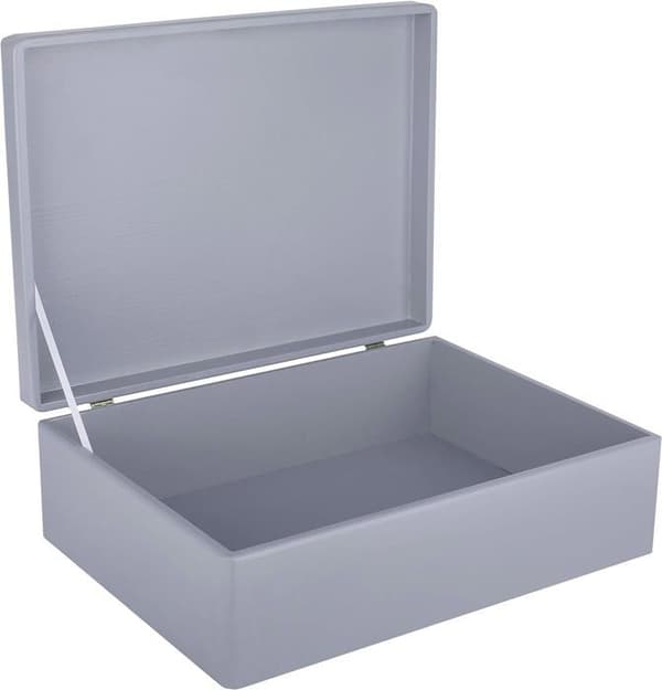 Säilytysrasia - Creative Deco - Harmaa - 40 x 30 x 14 cm - kannella - Massiivipuu