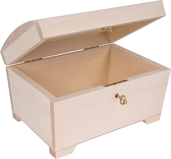 Smykkeskrin - Creative Deco - Umalet - 20x14x12,5 cm - Opbevaring med nøgle - Massivt træ