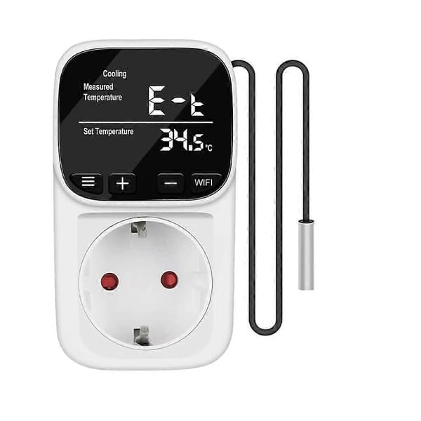 Smart WiFi Digital Termostat Stikkontakt Tuya App Fjernbetjening Termostat med Timer Sensor Probe Varme Køleafbryder EU Stik