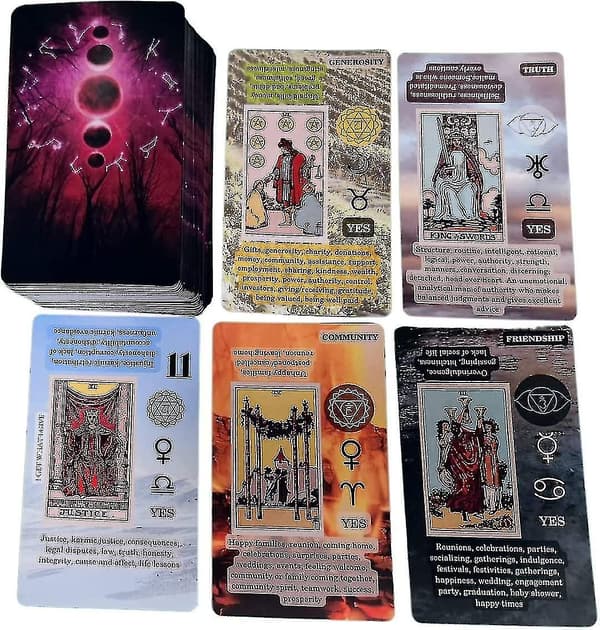 Nybegynner Tarot, Tarotkort med betydning på, Nøkkelord Tarot Deck, Lære Tarot, Chakra, Planet, Bekreftelse, Reversert, Stjernetegn