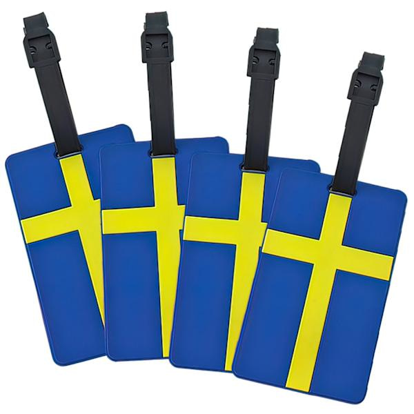Bagagelapp / Tag för Bagage - Sverige Flagga - För Resväska Blå 4-Pack
