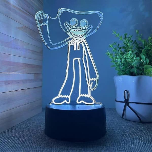Poppy Playtime 3D LED 7 Farger Nattlampe Huggy Wuggy Kreativ Lampe Modell Dekorasjon Barnebursdagsgave (FMY)