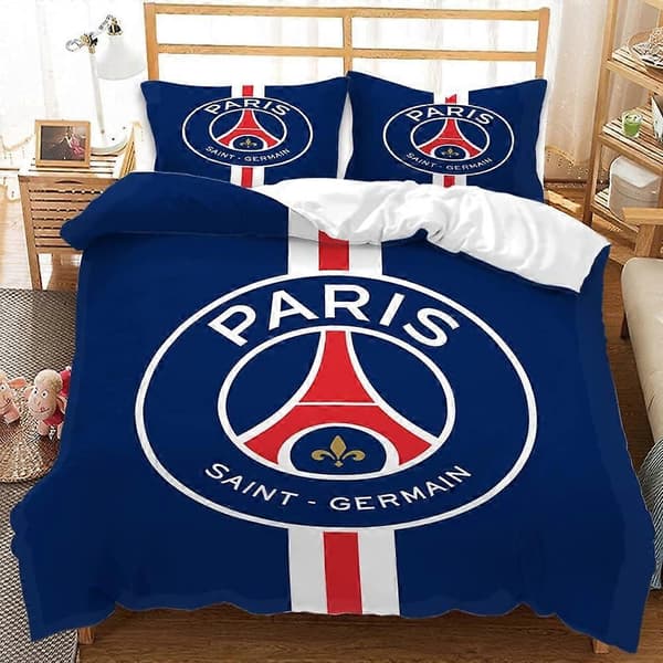Paris Fotbollslag Logotyp Påslakan, 100% Mikrofiber, 3D Digitaltryckt Sängklädesset, 2 Delar