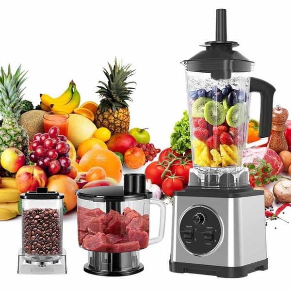 Profesjonell Multifunksjonell Blender - 6000W Mikser - 2.5L+2L+0.8L - 15 Hastigheter - Blader i Rustfritt Stål - BPA-fri - Smoothieblender