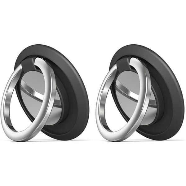 Sæt med 2 telefonholdere med magnetisk ring, universel justerbar holderring til mobiltelefoner (sort)