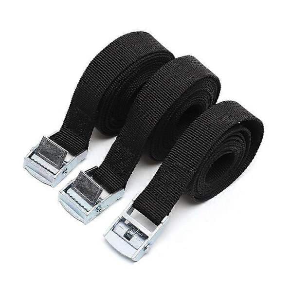 4-pakning 2,5 cm x 2 m surrestropper med spenne Festestropper - Svart - maksimal belastning 250 kg