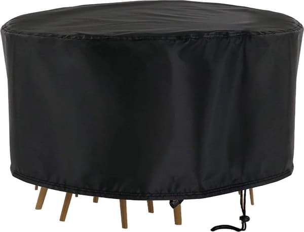 Puutarhakalusteiden suojapeite pyöreä, 230 cm x 110 cm, musta, suojapeite puutarhakalusteryhmällesi, puutarhakalusteiden suojapeite musta
