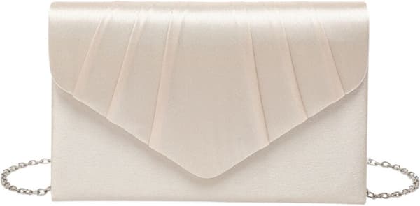 Claire Champagne Skulderveske, Aftenveske, Clutch, Avtakbar Skulderkjede, Dameveske Champagne