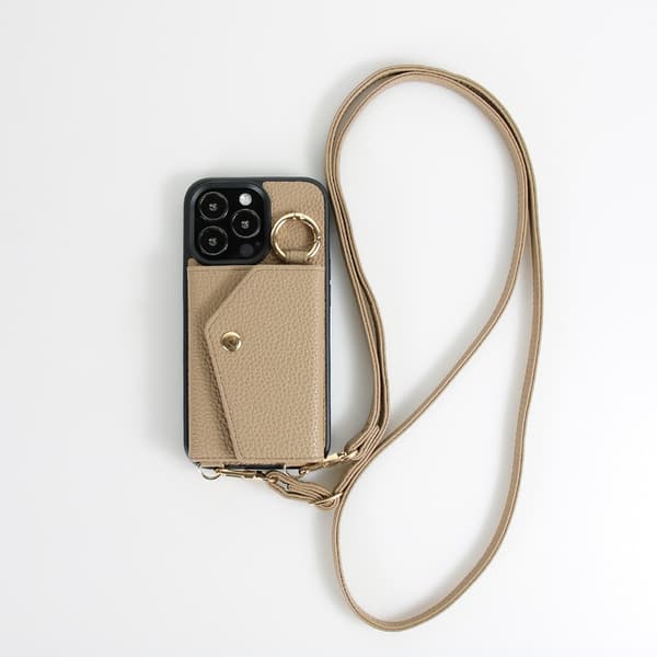 iPhone 15 Pro Max, telefonfodral med snodd, TPU-telefonfodral med SIM-kortplats, ljusbrunt