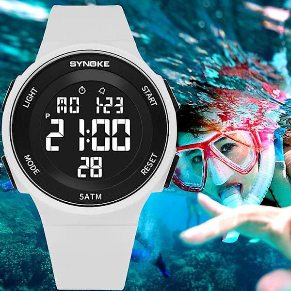 Silikone Dameur Udendørs Sportsur Elektroniske ure LED Digital 50m Vandtæt Ur Herre Relogio Feminino 2022 Silikone Hvidt ur