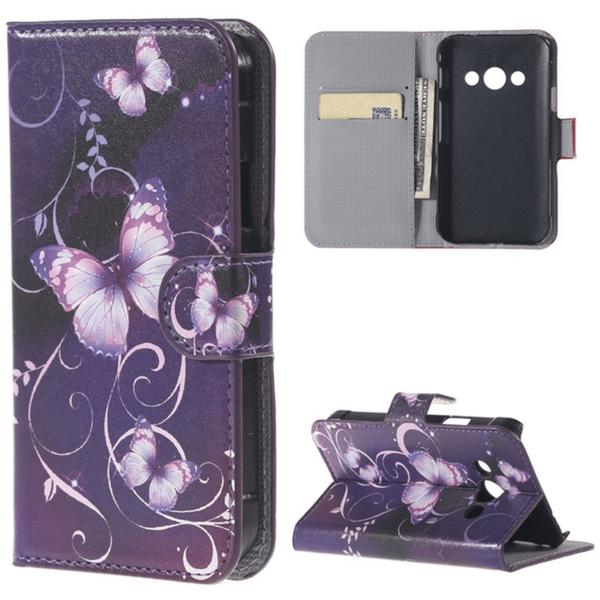 Plånboksfodral Samsung Xcover 3 (sm-g388f) – Lila Med Fjärilar