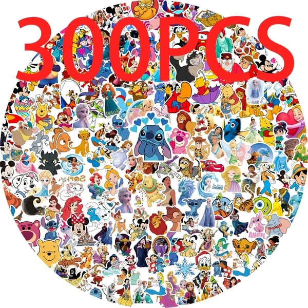 50/100/200/300 stk Disney Mix Tegneserie Søte Stitch Mikke Prinsesse Klistremerker Vinyl Laptop Bagasje Skateboard Vanntette Klistremerker Leker