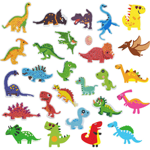 28 Stykker Diamantbroderi til Børn DIY Diamantklistermærker Sæt Dyr Maleri med Diamanter til Børn og Voksne Begyndere