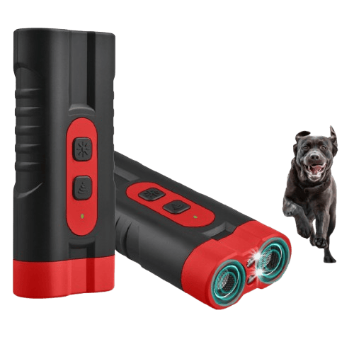 4-i-1 Ultralyd Anti-bjeff Hund, Ultralyd Hundetrener, Hundebjeffstopper med LED og Dobbel Sender Ultralyd, Type-C Hurtiglading