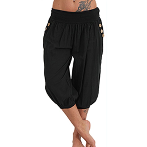 Köp Aladdin-byxor för damer, lösa yogapyjamas, avslappnade byxor svart S |  Fyndiq