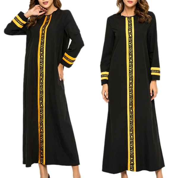 Muslim Abaya Dresses Women Long Sleeve Islamic Black Xl