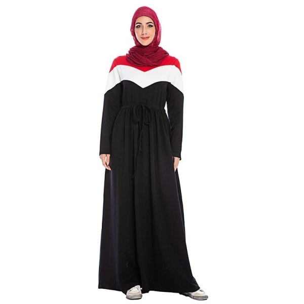 Women Muslim Drawstring Dress Femme Jilbaab Abaya Gray 2xl