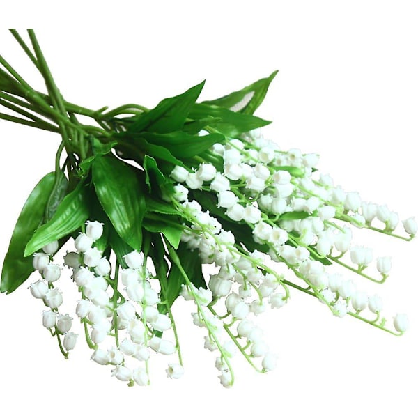 12-pack konstgjorda liljekonvaljer blommor konstgjorda blommor vindspel orkidé bröllopsbukett vit blomsterarrangemang för bröllop hem inomhus utomhus