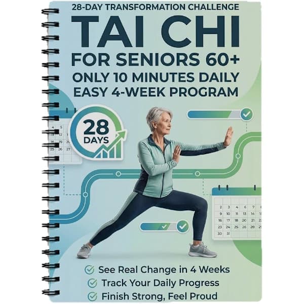 Tai Chi for seniorer over 60, trin-for-trin guide til smertelindring, 28-dages hjemmetræningsudfordring til vægttab, forenklede originale bevægelser-F