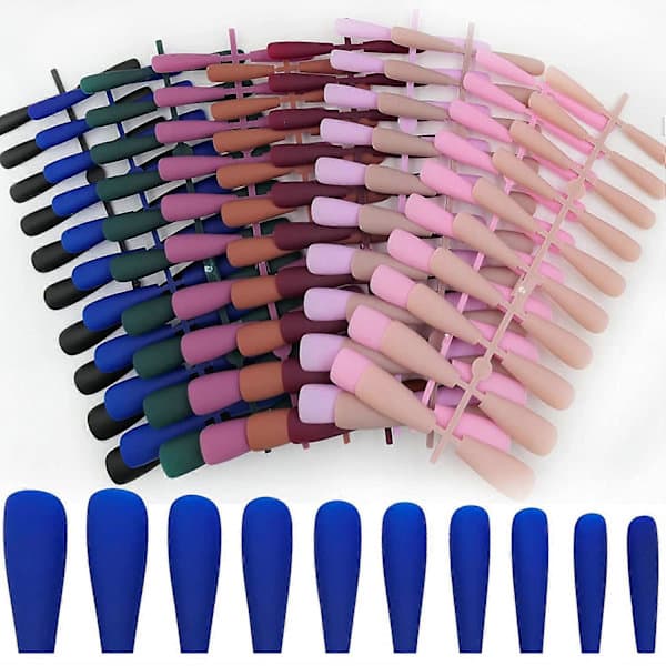200 st Blandade Färger Matt Kista Press på Naglar Lösnaglar Lång Ballerina Formad Målade Konstgjorda Fingernaglar Akryl Nagel Tips Manikyr DIY Design
