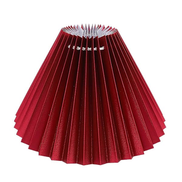 Plissert lampeskjerm bordlampe skjerm taklampe skjerm lampetilbehør stuedekor trommel lampeskjerm rød 24X24X14CM