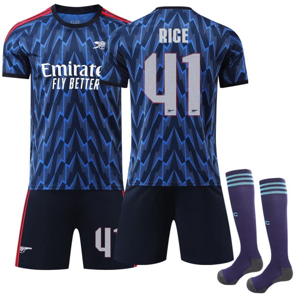 Arsenal vierasjoukkueen lasten ja aikuisten jalkapallopaita kaudelle 25-26, nro 41 RICE