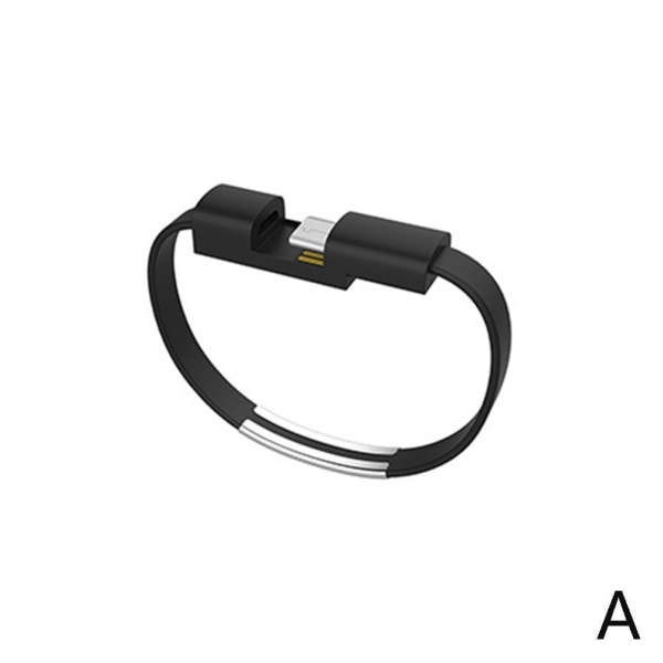 Mini Short Flat Bracelet Micro Usb Sync Data Charger Cable Cord Black For Type-c
