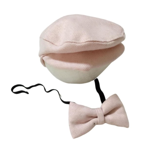 Newborn Peaked Beanie Cap Hat + Bow Tie Photo Photography Prop Darkgray