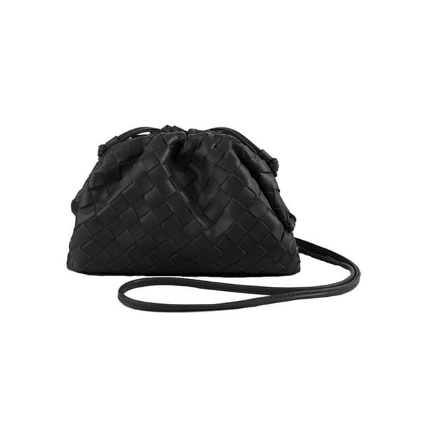 PU Vævet Taske Satchel Sky Mini Læder Clutch Taske Sort