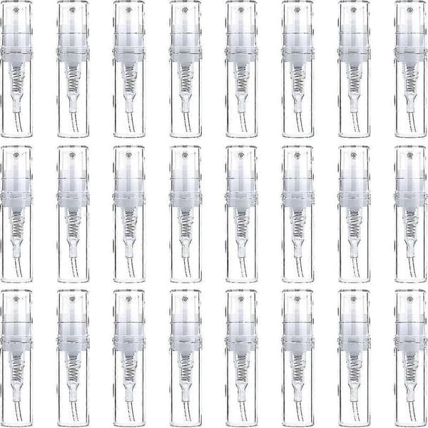 Sett med 50 klare sprayflasker i plast 2 ml for parfymer og kosmetikk