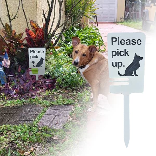 Udendørs Skilt til Opsamling af Hundelort Påmindelsesskilt til Rengøring af Hundelort Advarselsskilt til Plæne Beskyt Plænen Træpæle Skilt Hund