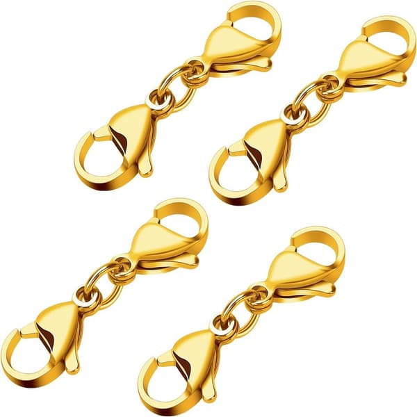 4 stk Doble Hummerlåser Gull Mini Armbånd Lås Erstatning Snor Snap Hook, Metall Hummerlås Forlenger for DIY Smykkefremstilling Armbånd