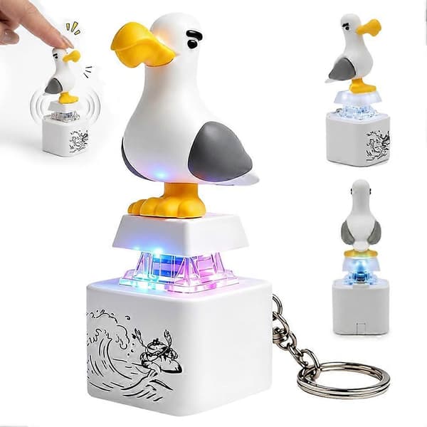 Måke Mine Tastatur Fidget Clicker Nøkkelring, Oppladbar Måke Knapp Lyd & Lys Stressavlastende Leketøy Morsom Gave for Voksne Barn