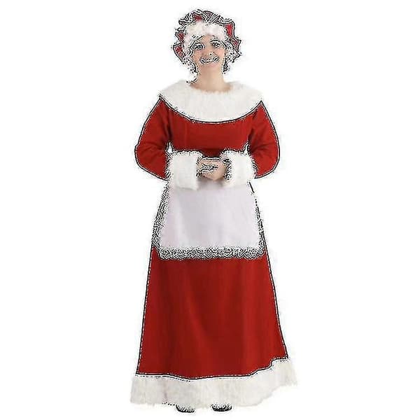 Forkle med Mrs. Claus-kjole med forkle Julenisse Jul Voksen Damekostyme