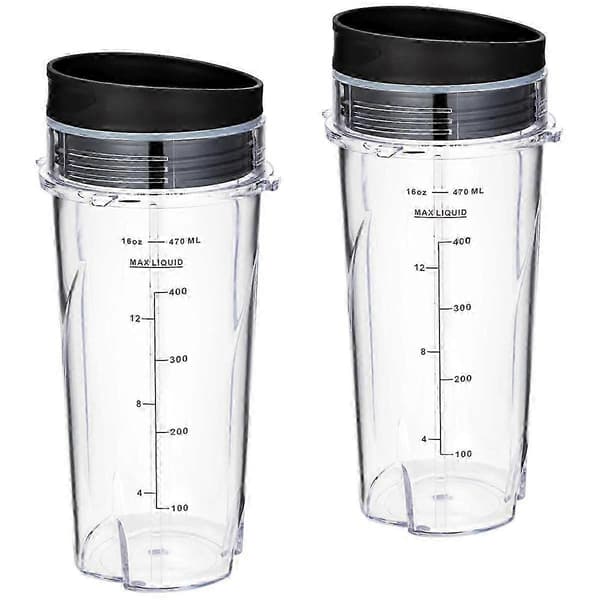 16 oz erstatningskopper for Ninja QB3001SS, passer til kompakt personlig blender, med lokk - 2 stk.