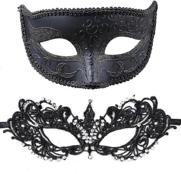Maskerademaske til Par - Venetiansk Maske - Mardi Gras Maske - Blonder Maskerademaske