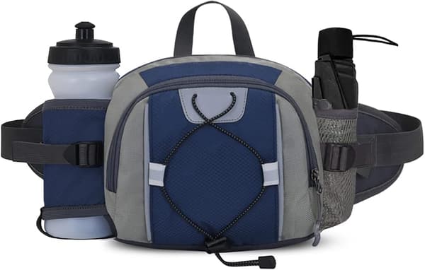 Merkebelte, Lommebelte med Flaskeholder, Fanny Pack for Kvinner og Menn, Justerbar Lommebelte, Mobiltelefonlomme, Vannbestandig