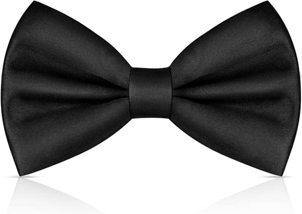 Halsbånd for menn, Klassisk ensfarget forhåndsbundet slips for menn, Satin smoking slips, Justerbart formelt halsbånd for fester, bryllup