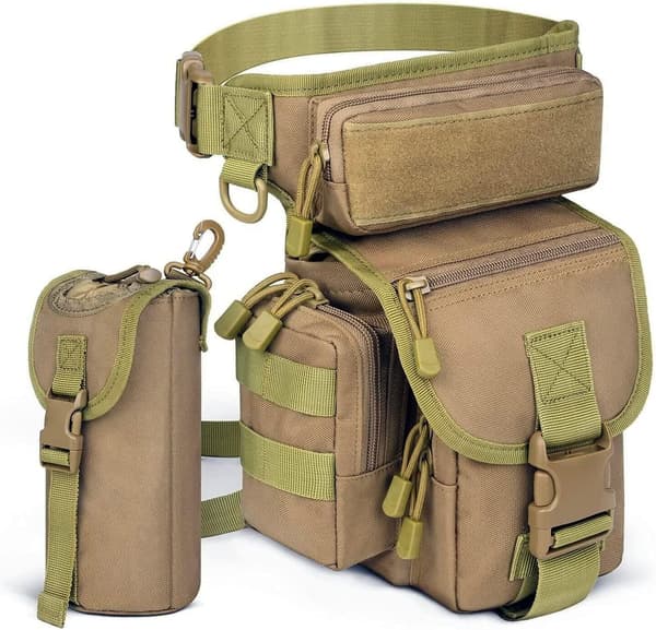 Taktisk Drop Leg Midjeveske, Multifunksjonell Vanntett Utendørs Militær Hip Lår Verktøyveske Fanny Pack med Vannflaske Lomme