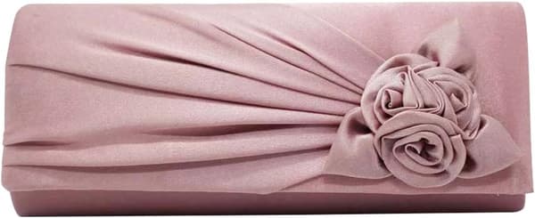 Satin Clutch Veske for Damer med Rose - Kveldsveske, Bryllup, Fest, Ball, Bryllupsveske, Skulderveske