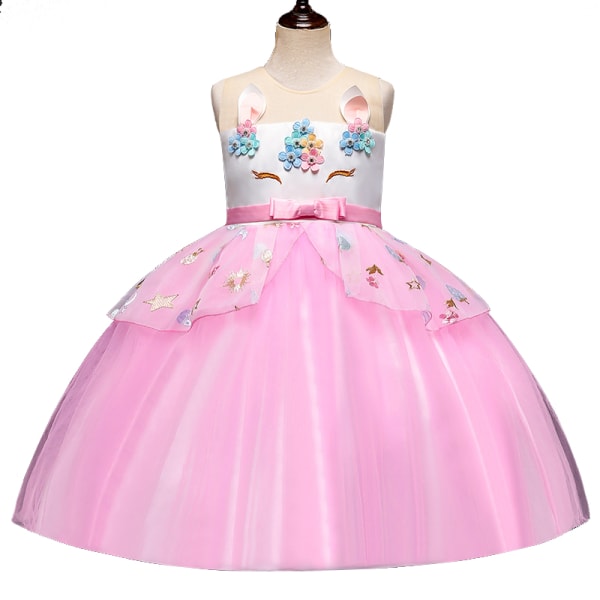 Girls Bridsmaid Unicron Mesh Princess Dress Pink 3-4years