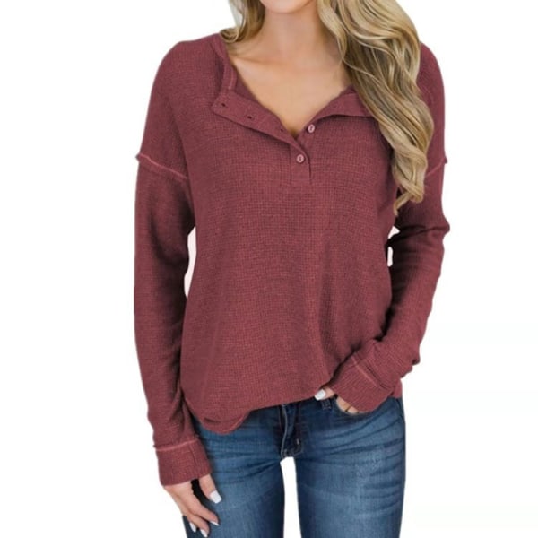 Women's Waffle Knit Top Lady S Red