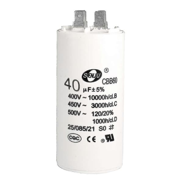 Kondensator 40uf 450v AC dobbel plugg 50/60hz sylinder 94x45mm hvit for luftkompressor vannpumpemotor[RONg]