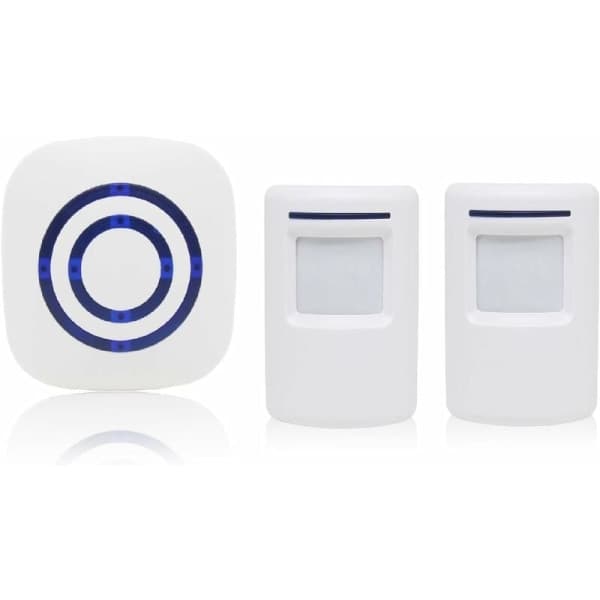 Passagealarm/Butiksdørklokke Trådløst system med bevægelses-/adgangsdetektor 38 ringetoner Op til 100 m rækkevidde, hvid