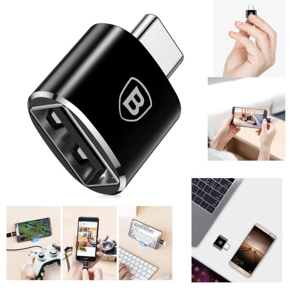 Baseus Usb Type-c/ Usb-c Til Otg-konverter Adapterkontakt Black