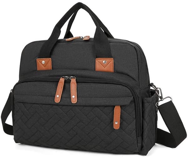 Bleiebag, Oxford-stoff, stor kapasitet, flere rom, crossbody unisex babyreiseveske, svart, 32 x 12 x 28 cm